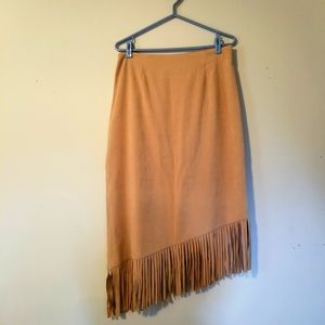 Modern Tan Fringe Maxi Skirt Size 12